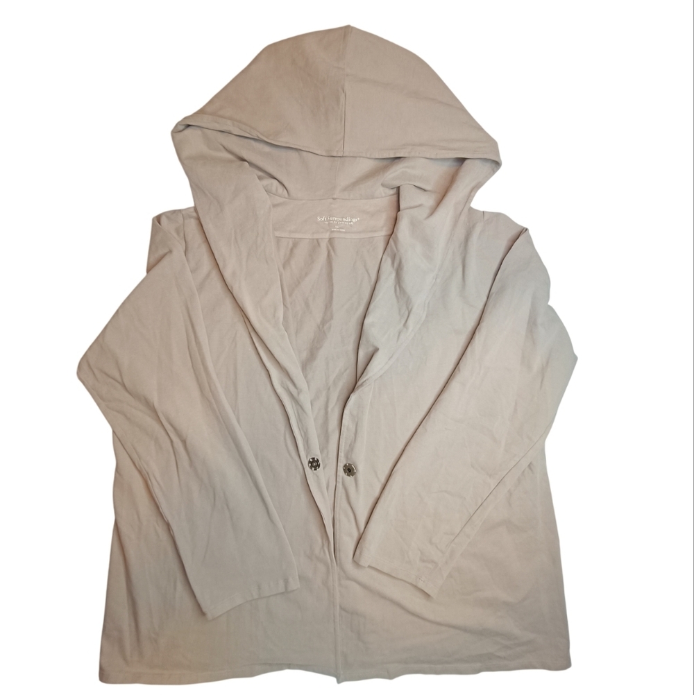 Soft Surroundings Hooded Cotton Cardigan Beach Cover up Size 1X